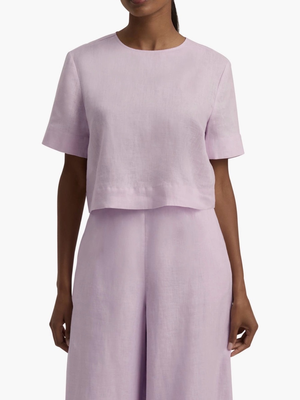 Favorite Daughter Pastel Lilac Easy Breezy Linen Crop Top